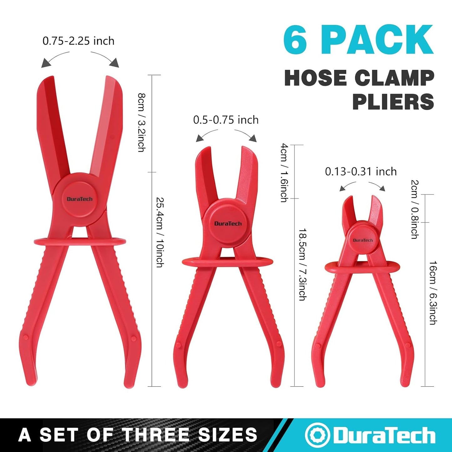 6-Piece Hose Pinch Clamp Pliers Set - For Fuel, Gas, Brake & Radiator Hoses