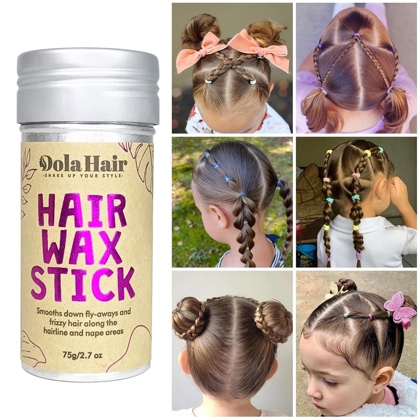 Hair Wax Stick - Flyaway Control and Styling Pomade for Kids, Women, and Men - Hair Bun Maker and Accessories