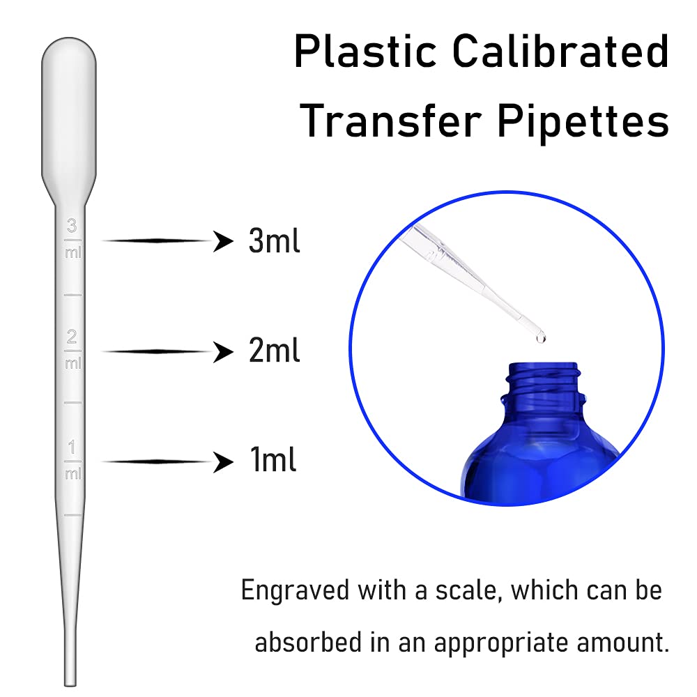 4oz Dropper Bottles - 2-Pack Blue Essential Oil Bottles with Funnel, Labels & Pipette