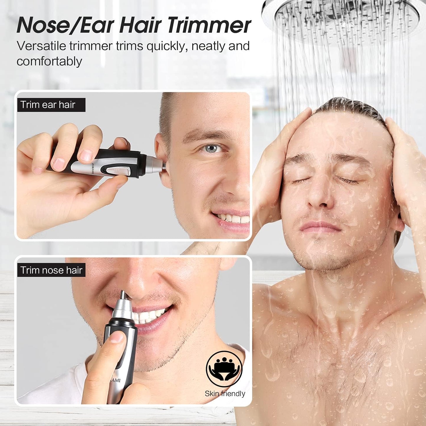 Ear & Nose Hair Trimmer - Painless, Waterproof, Dual Edge Blades