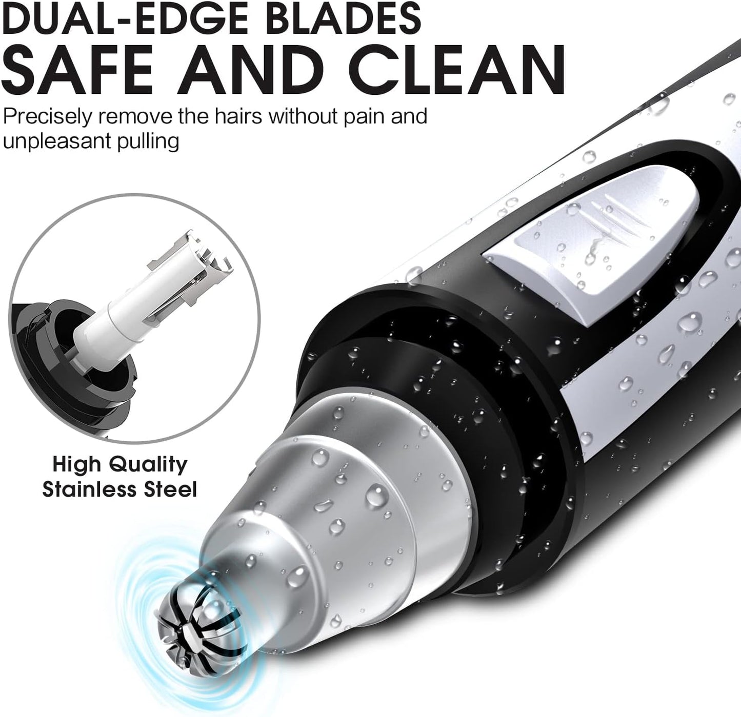 Ear & Nose Hair Trimmer - Painless, Waterproof, Dual Edge Blades