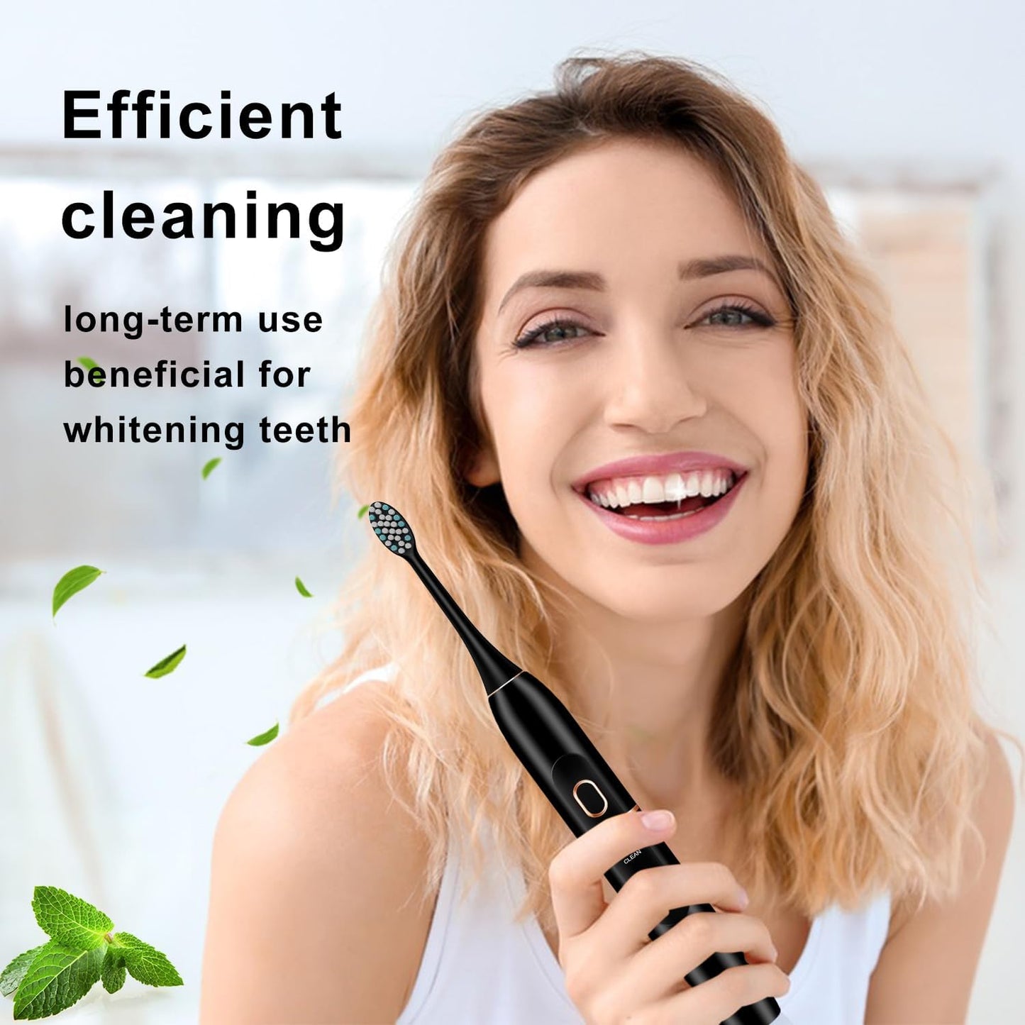 Electric Toothbrush Set – 8 Brush Heads, Travel Case, 4 Modes, Smart Timer, 60-Day Battery (Black)