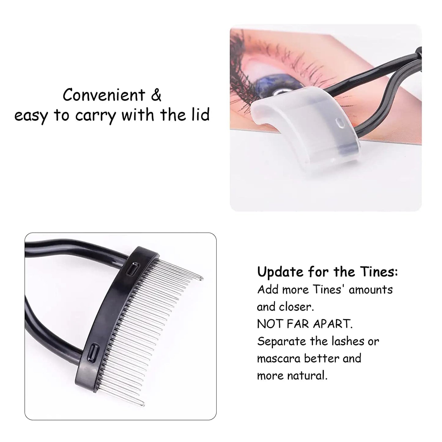 Eyelash Separator & Mascara Applicator, Arc Designed Definer Brush with Comb Cover (1PCS