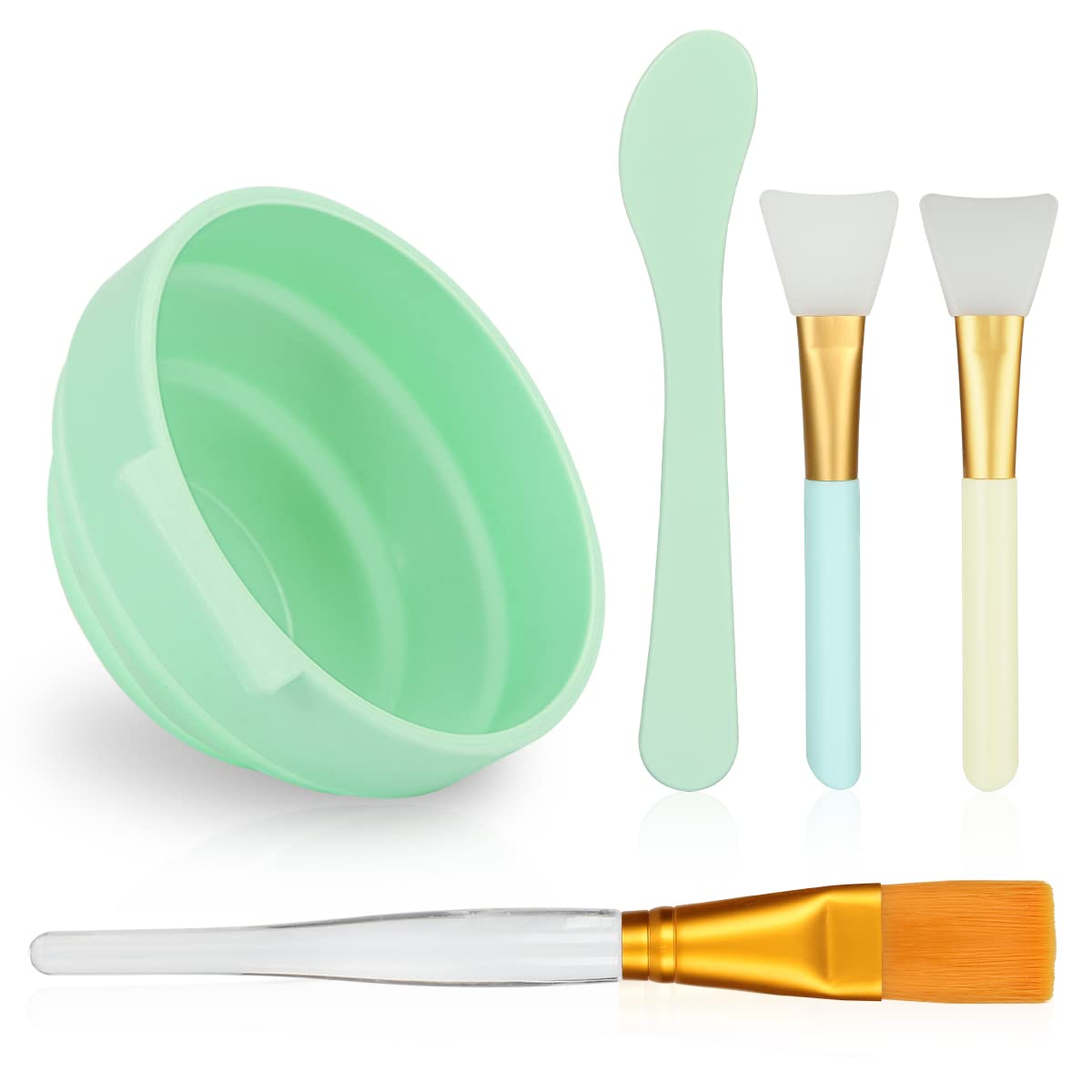 5-in-1 DIY Face Mask Mixing Bowl Set – Includes Spatula, Silicone Brush & Soft Face Brushes