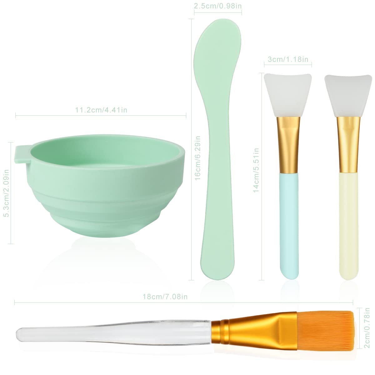 5-in-1 DIY Face Mask Mixing Bowl Set – Includes Spatula, Silicone Brush & Soft Face Brushes