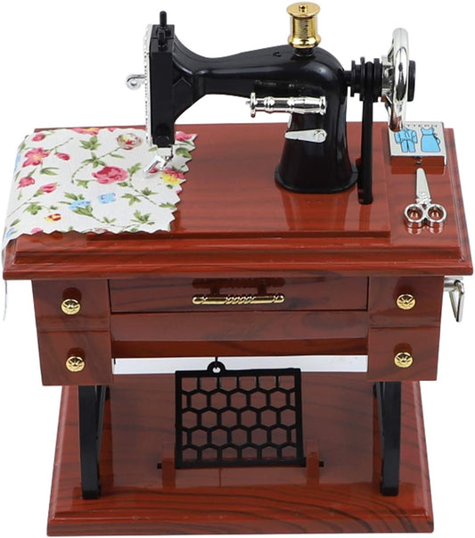 Vintage Sewing Machine Music Box, Classic Desk Decor, 1 Pack
