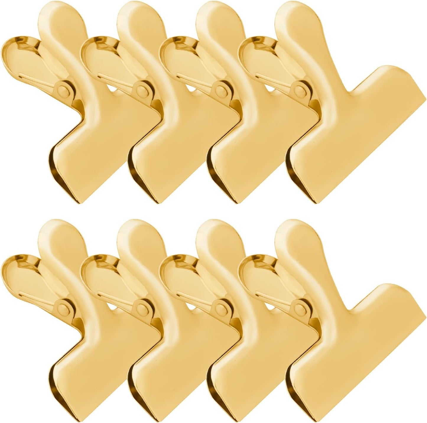 8-Pack 3-Inch Stainless Steel Gold Chip Clips – Heavy Duty Bag & Food Clips