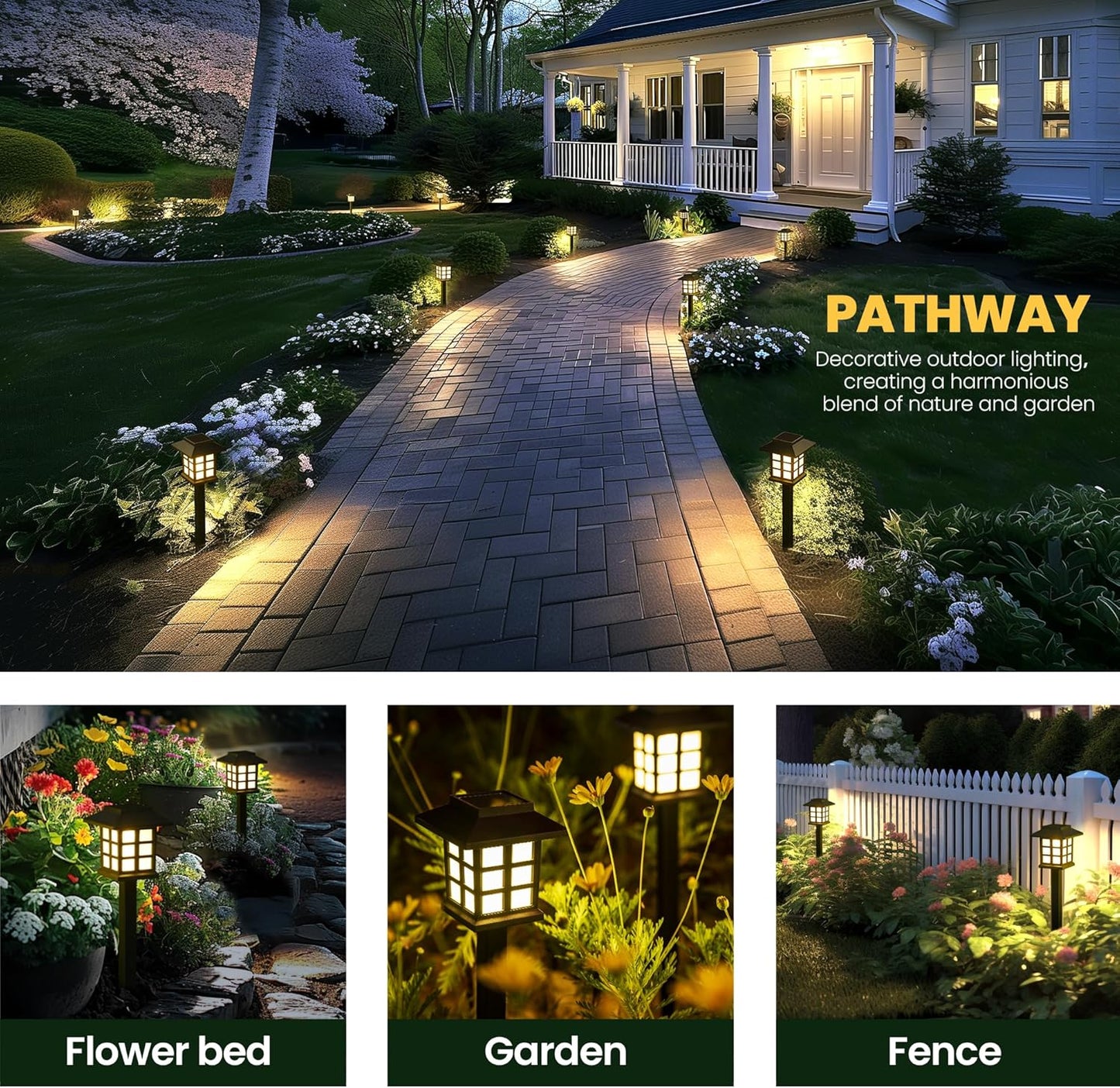12 Pack Solar Outdoor Lights – LED Waterproof Walkway Lights for Garden, Patio, Yard, Driveway