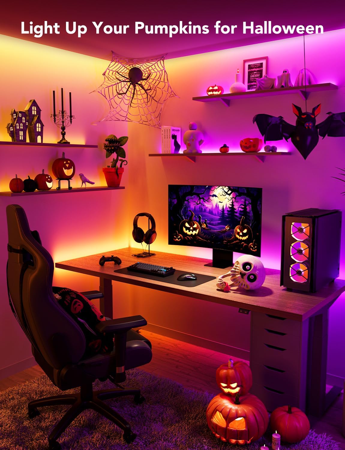 16.4ft Smart LED Strip Lights - Bluetooth APP Control, DIY Color Changing Music Sync, Bedroom & Halloween Decor
