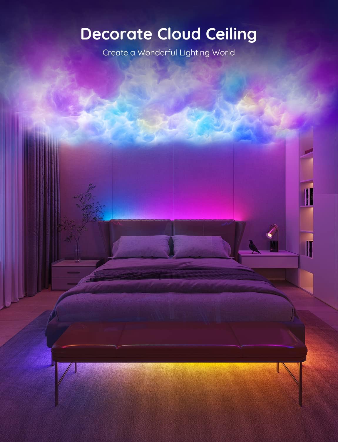 16.4ft Smart LED Strip Lights - Bluetooth APP Control, DIY Color Changing Music Sync, Bedroom & Halloween Decor