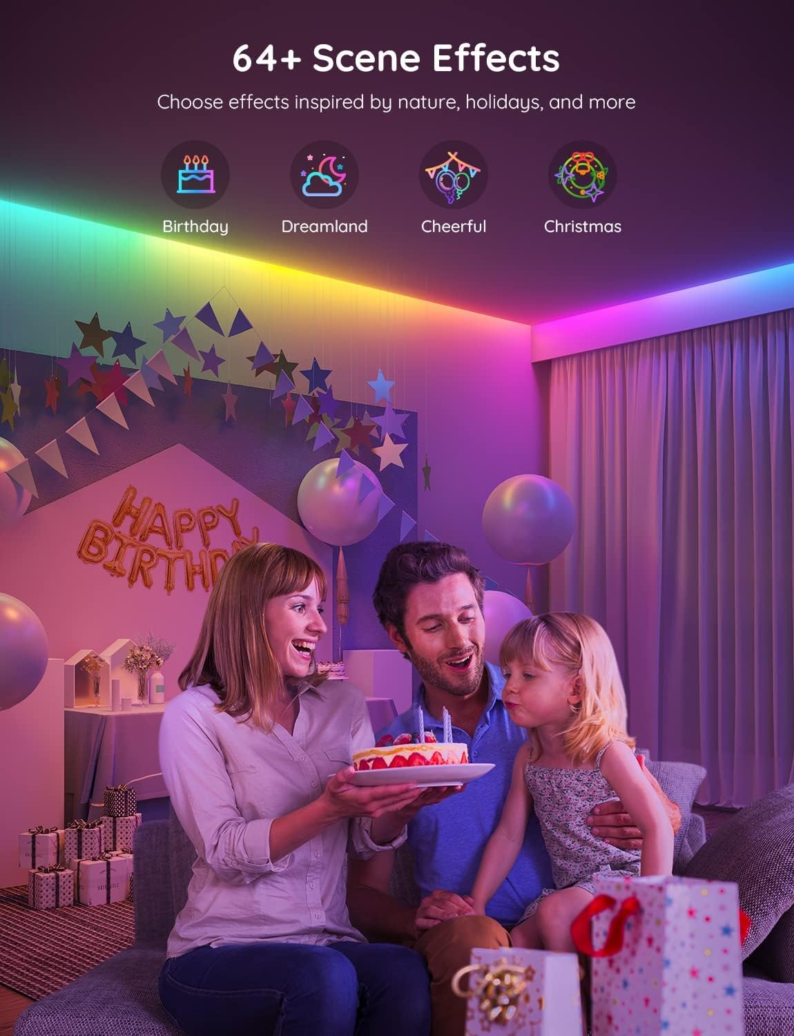 16.4ft Smart LED Strip Lights - Bluetooth APP Control, DIY Color Changing Music Sync, Bedroom & Halloween Decor
