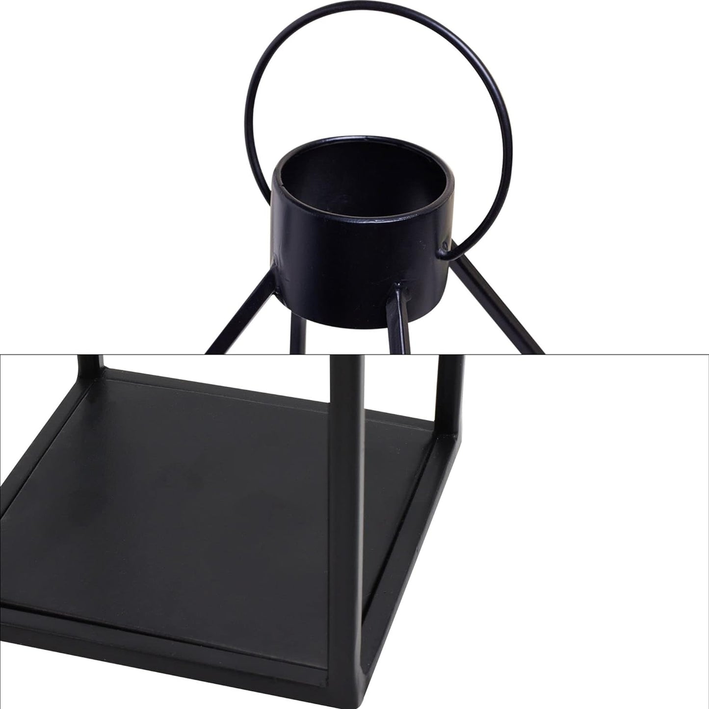 Black Metal Candle Lanterns with Timer – Flickering Candles for Indoor/Outdoor Christmas Decor