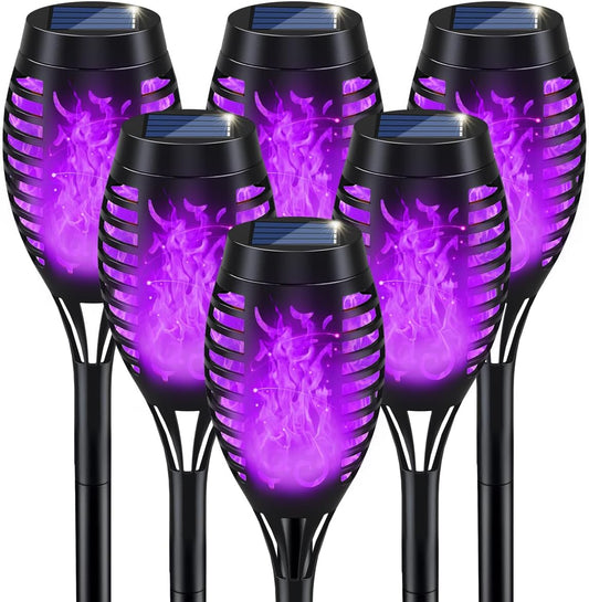 Halloween Solar Torch Lights - Purple Flame Outdoor Pathway Decor