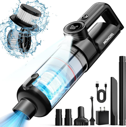 Handheld Vacuum Cordless | Car Vacuum Cleaner with Brushless Motor, 15000Pa Strong Suction Vacuum with LED Light