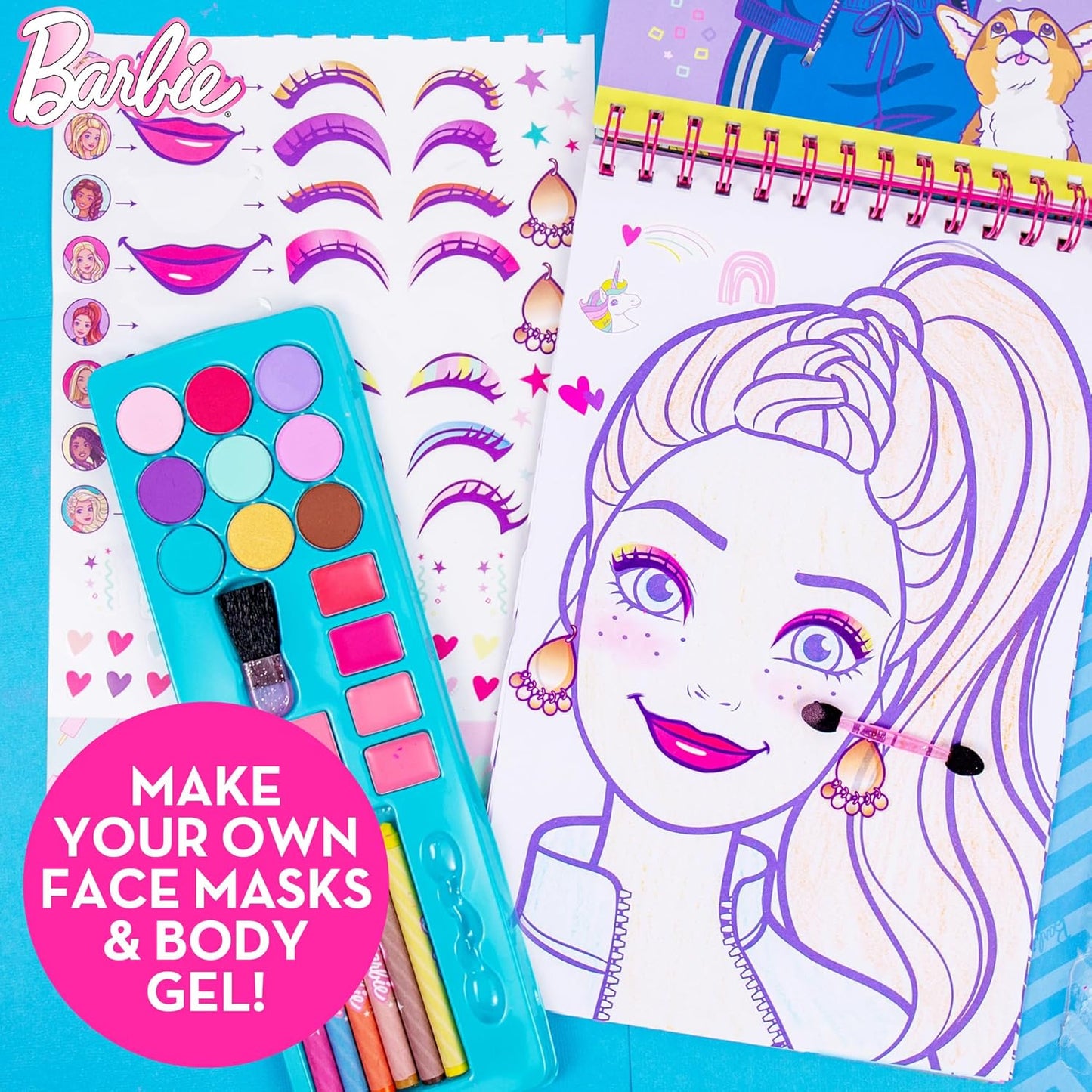 Barbie Makeup Artist Magazine - Create Hair & Makeup Looks with 130+ Stencils, 180+ Stickers & Pretend Makeup
