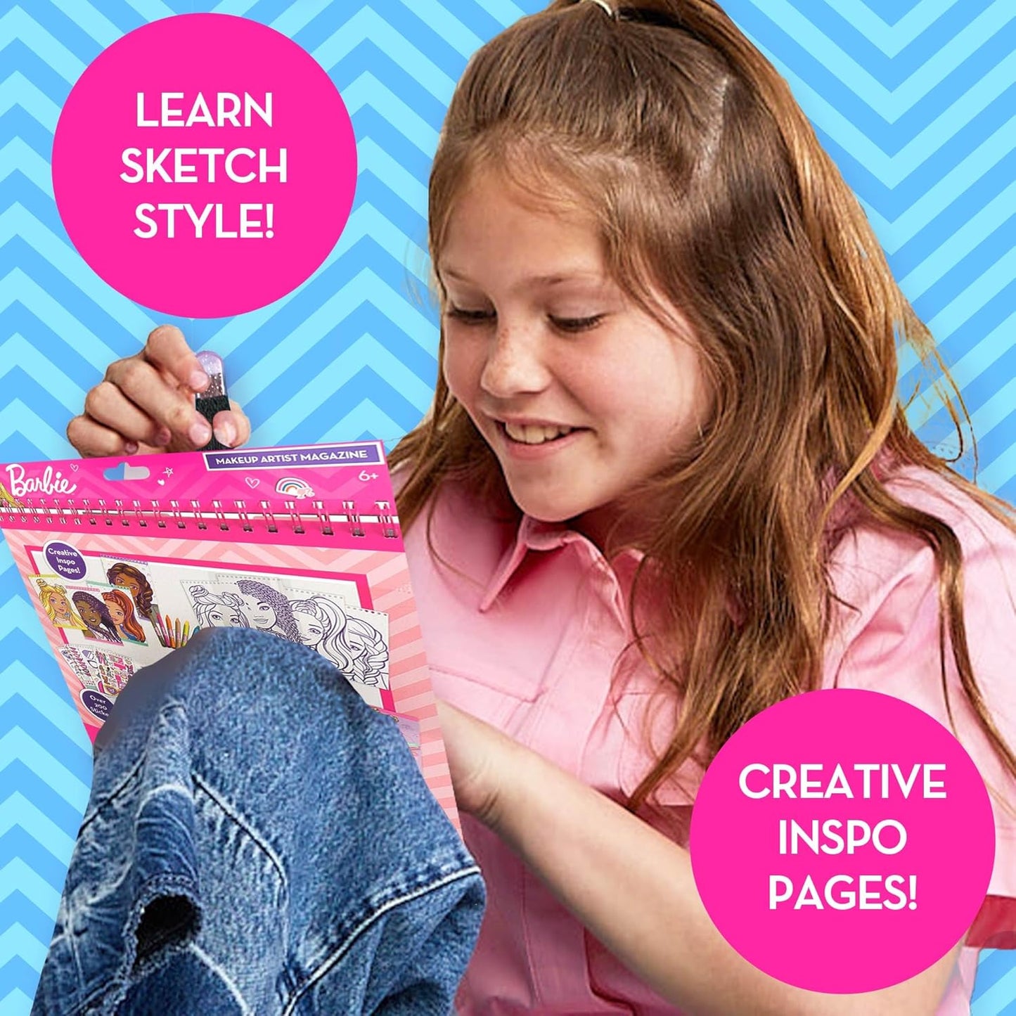 Barbie Makeup Artist Magazine - Create Hair & Makeup Looks with 130+ Stencils, 180+ Stickers & Pretend Makeup