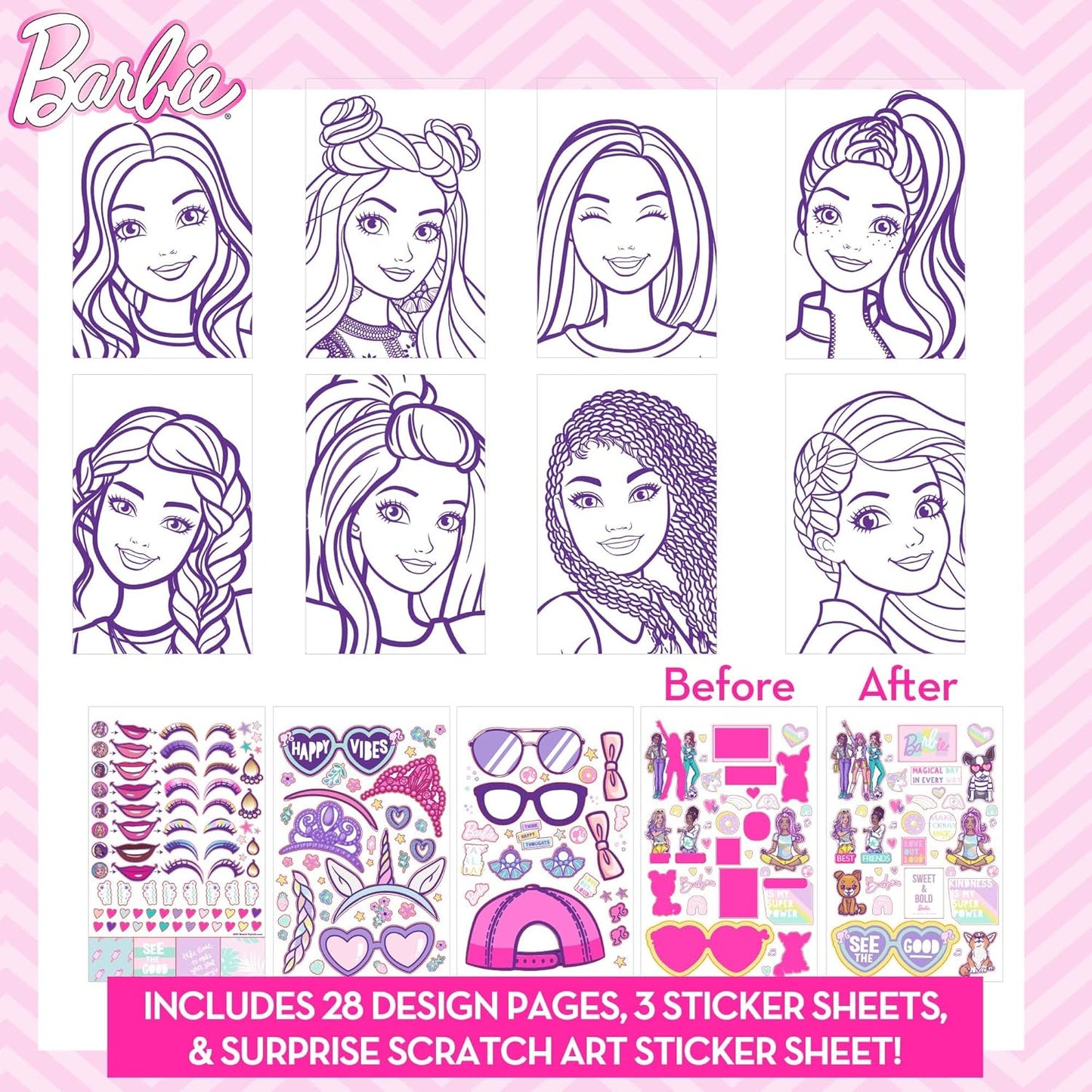 Barbie Makeup Artist Magazine - Create Hair & Makeup Looks with 130+ Stencils, 180+ Stickers & Pretend Makeup
