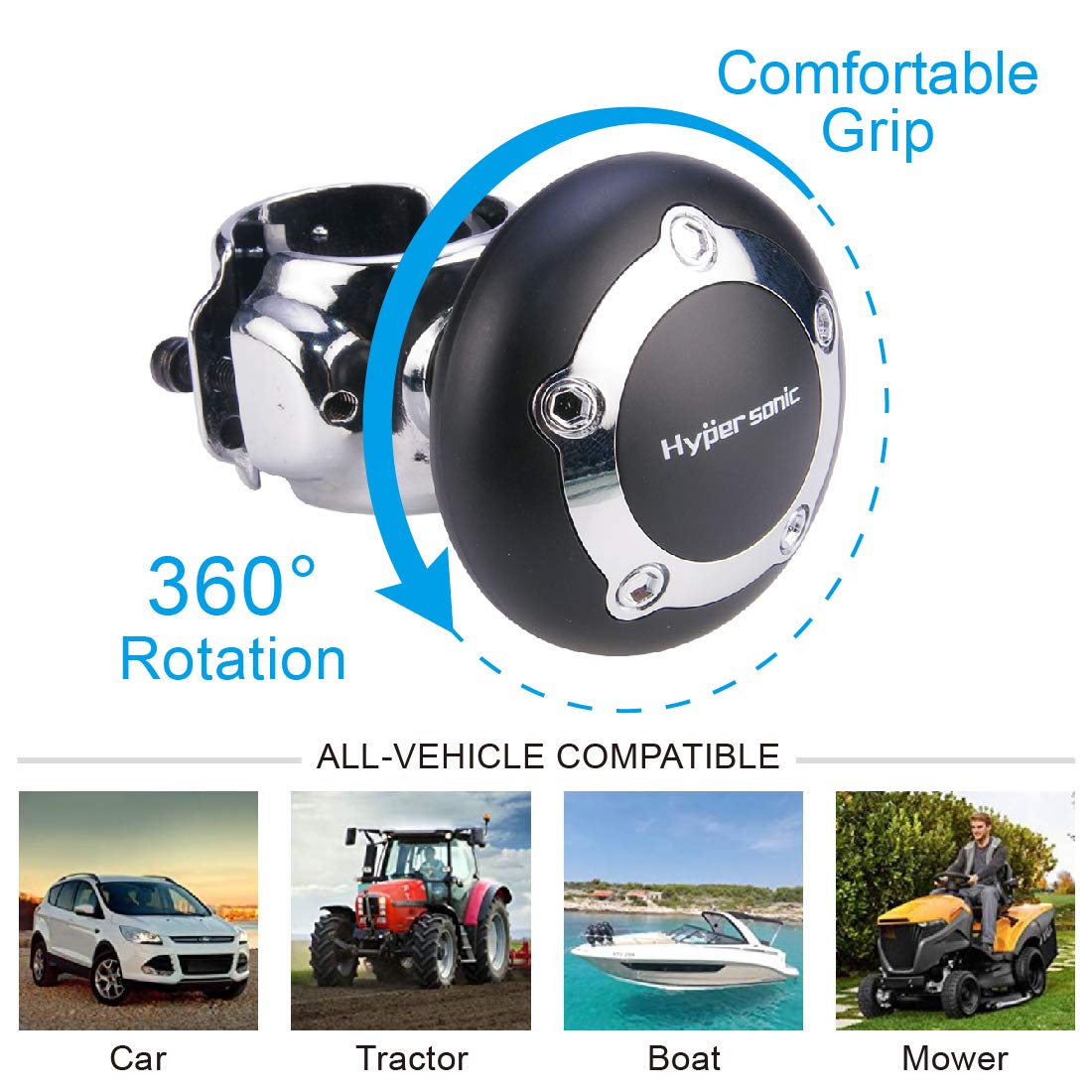 Universal Car Steering Wheel Spinner Knob – Power Handle Accessory (Black)