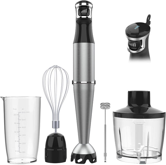 1100W Hand Blender 5-in-1 - Stick Blender with Chopper, Whisk & Frother