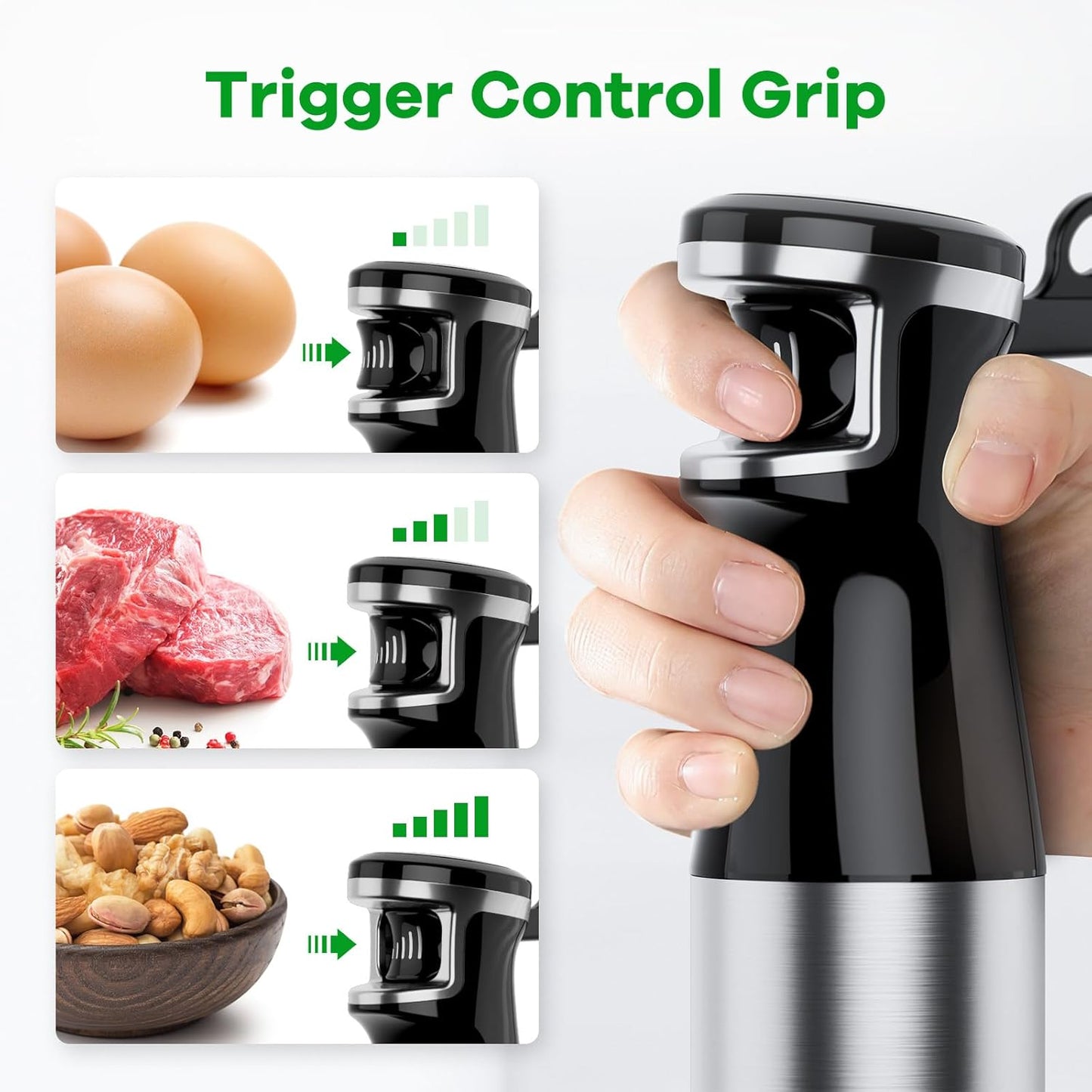 1100W Hand Blender 5-in-1 - Stick Blender with Chopper, Whisk & Frother