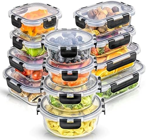 24pc Glass Food Storage Containers - Airtight, Freezer-Safe Meal Prep Set