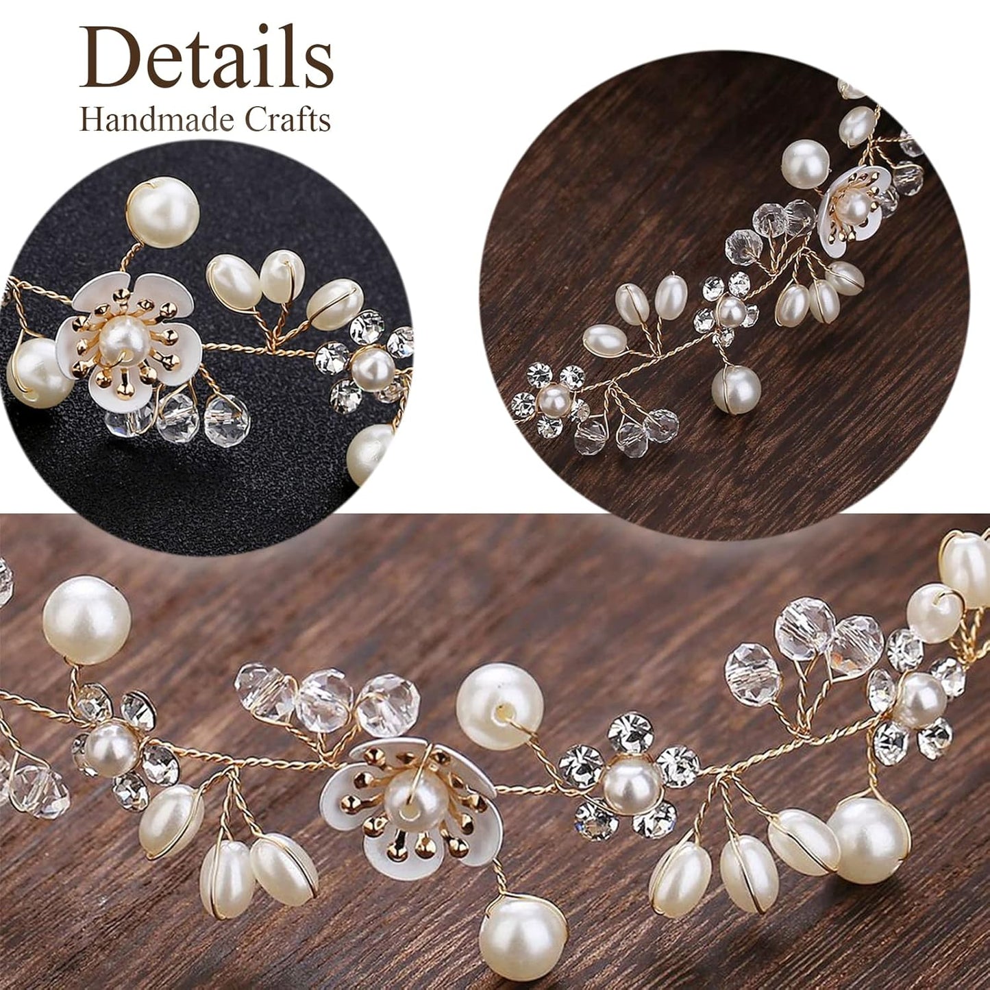 Bridal Pearl Flower Headband - Elegant Gold Hairpiece for Women & Girls