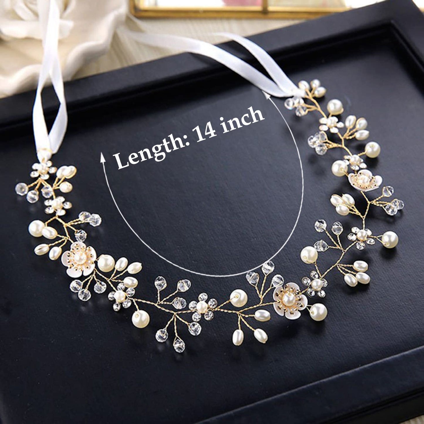 Bridal Pearl Flower Headband - Elegant Gold Hairpiece for Women & Girls