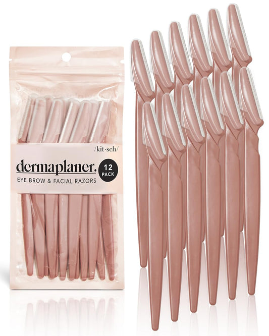 12-Piece Dermaplaning Tool & Face Razor Set, Facial Hair Remover & Eyebrow Trimmer for Women & Men (Terracotta)