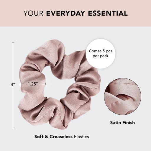 5PCS Satin Hair Scrunchies – Soft No-Damage Hair Ties for Women & Girls (Cameo)