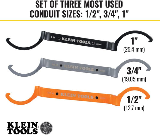 Conduit Locknut Wrench Set – 3-Piece Offset Tool for 1/2", 3/4", 1" Tight Spaces