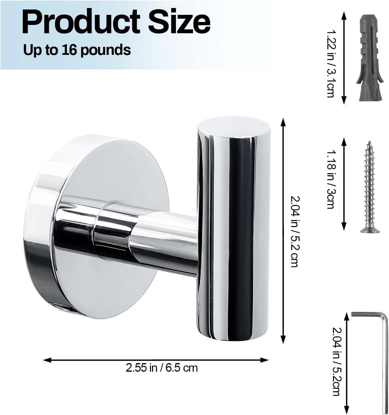 2 Pack Black Matte Towel Hooks – Wall Mount, Heavy Duty Stainless Steel