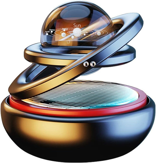 Solar Car Air Freshener – Rotating, Refillable Dashboard Purifier (Black)