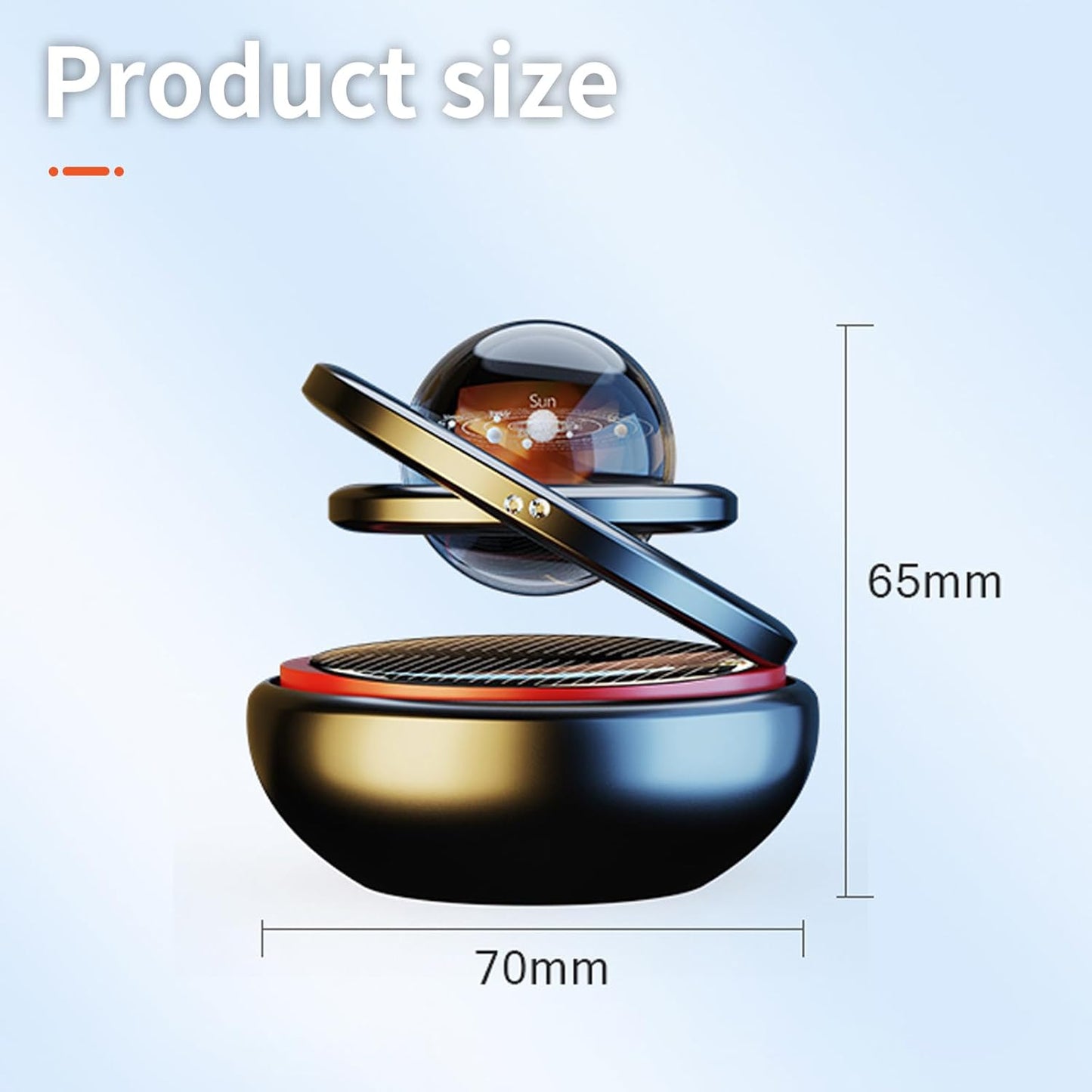 Solar Car Air Freshener – Rotating, Refillable Dashboard Purifier (Black)