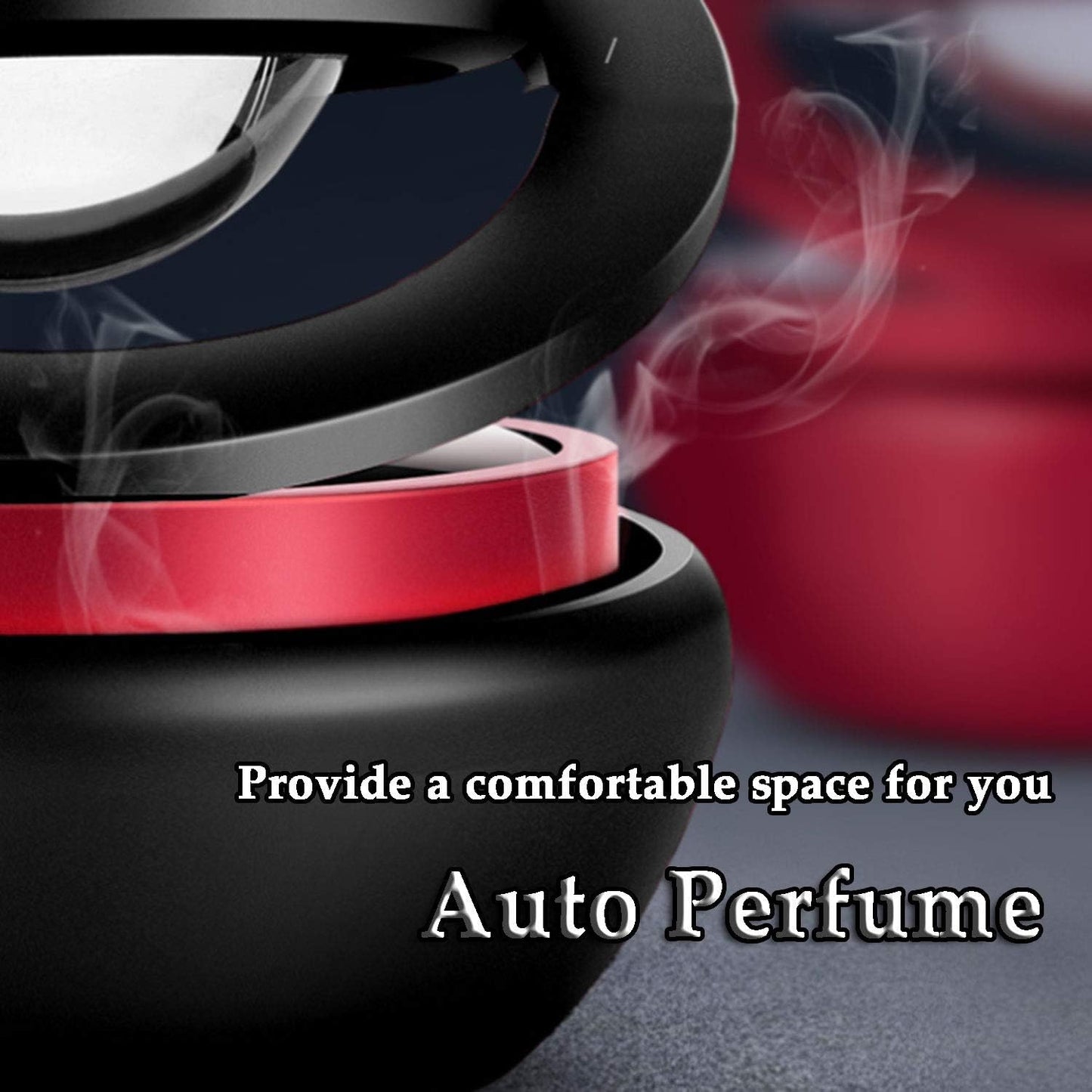 Solar Car Air Freshener – Rotating, Refillable Dashboard Purifier (Black)