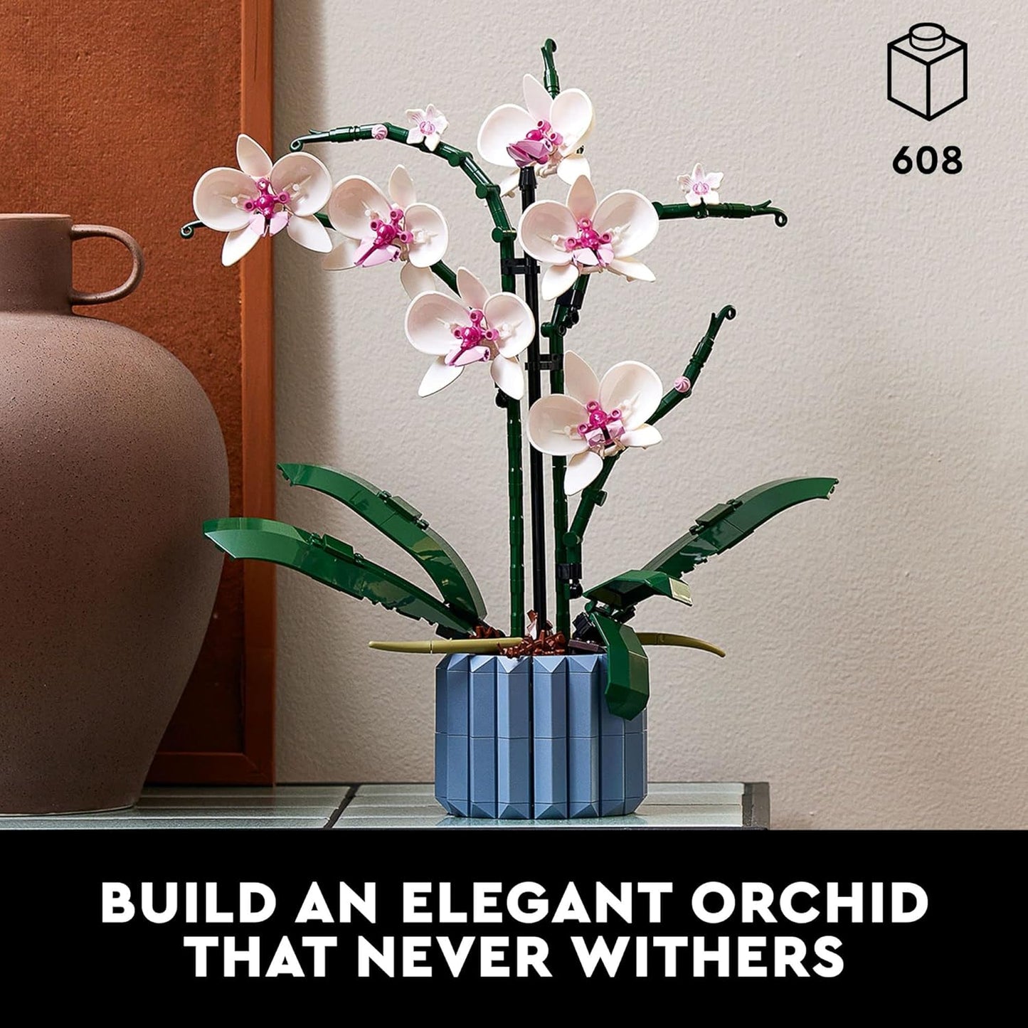 Icons Orchid Artificial Plant Building Set - Botanical Collection Home Décor Gift (10311)