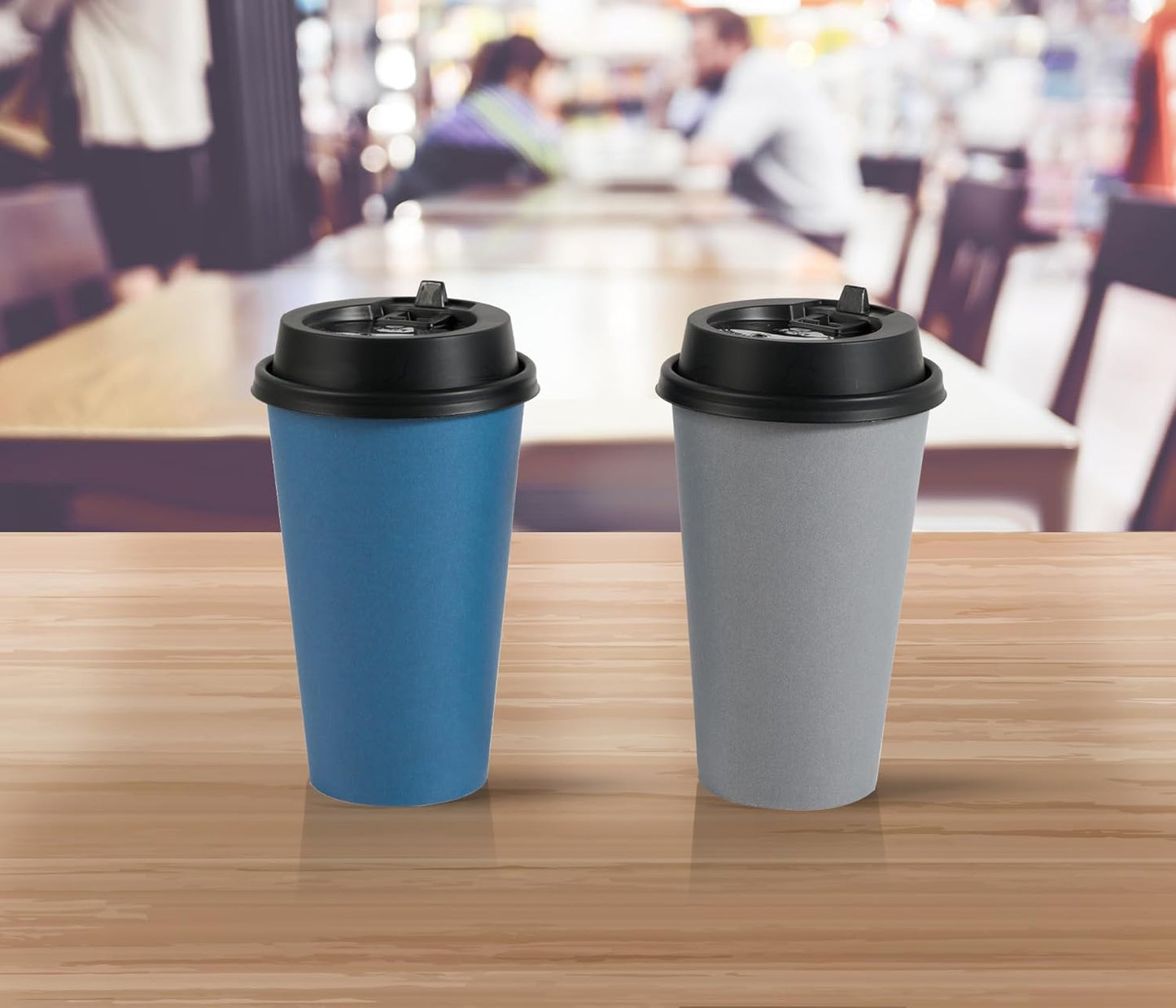 100 Pack 16 oz Disposable Paper Coffee Cups with Lids for Hot Drinks