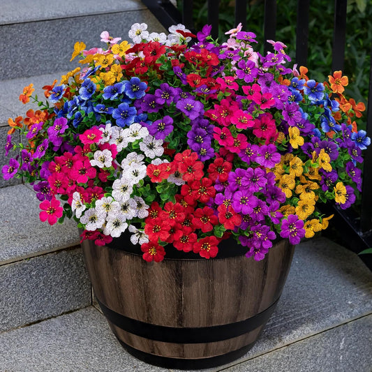 20 Bundles Artificial Flowers – UV-Resistant Faux Eucalyptus for Outdoor & Home Décor (9 Colors)