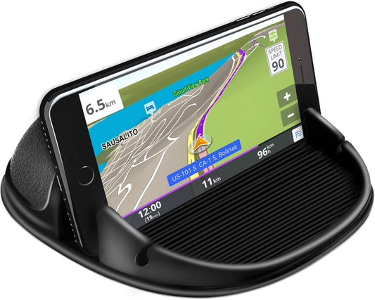 Silicone Car Phone Holder - Slip-Free Dashboard Mount for iPhone, Samsung & GPS Devices (Black)