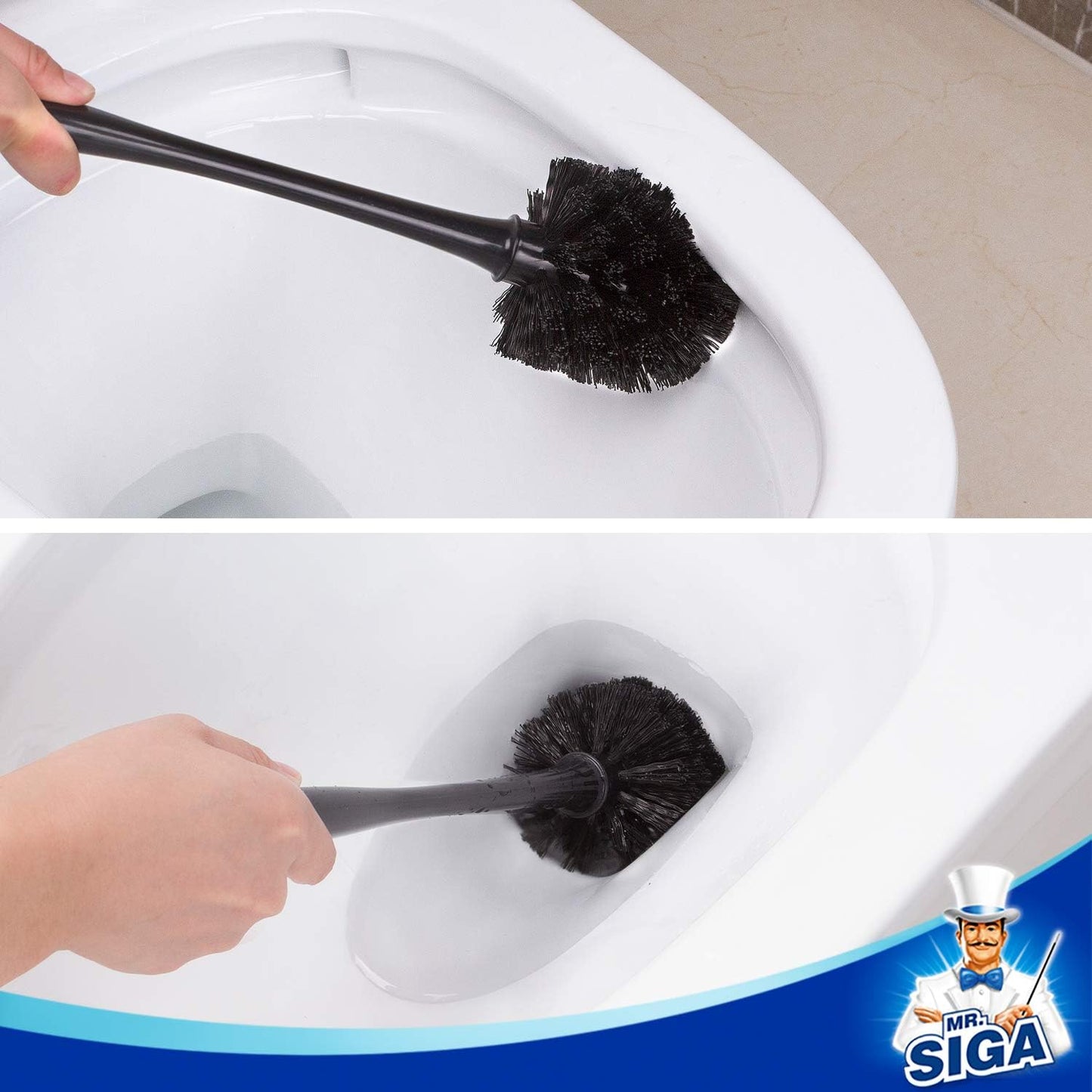 Toilet Plunger and Bowl Brush Combo - Black Bathroom Cleaning Set