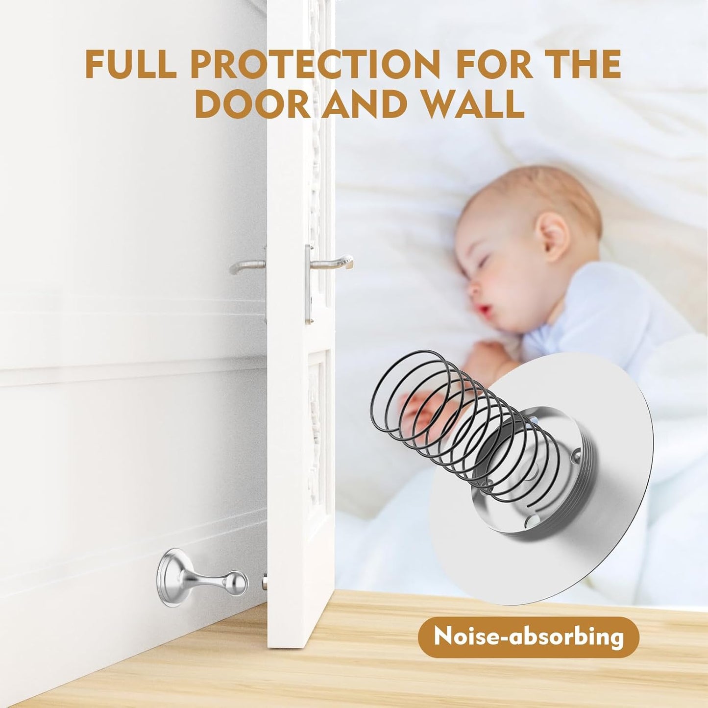 Magnetic Door Stopper - 2 Pack Heavy Duty Stainless Steel Holder with No-Drill 3M Adhesive