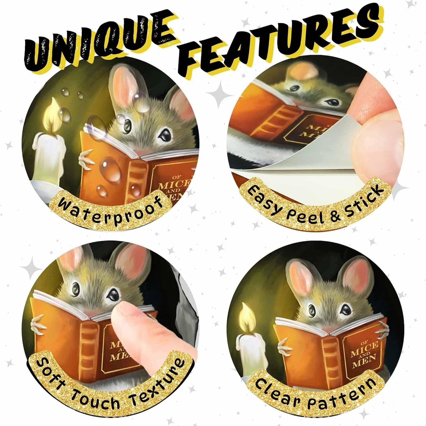 Mouse Reading Book Wall Decal - Cute Kids Room Decor, Classroom, Book Lover