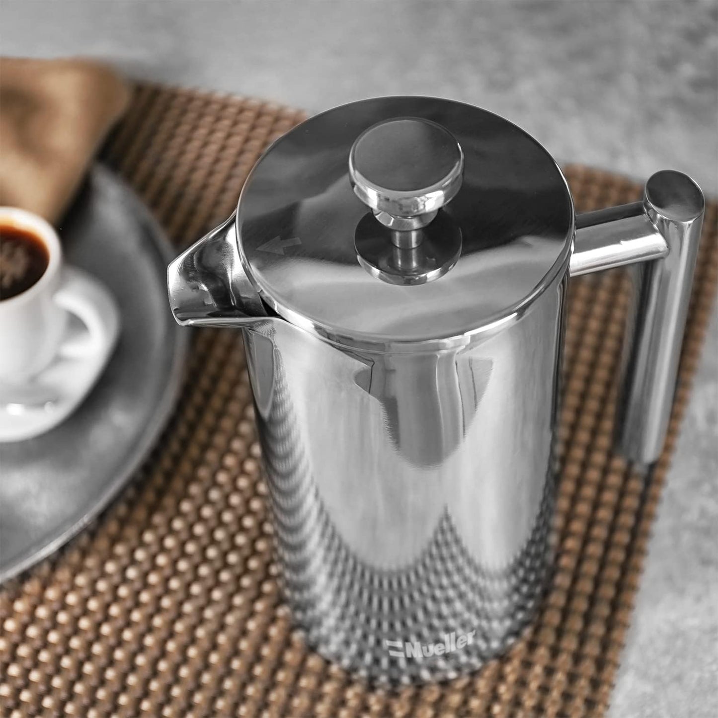 34oz Stainless Steel French Press Coffee Maker – Heat Resistant, Double Insulated, Dishwasher Safe