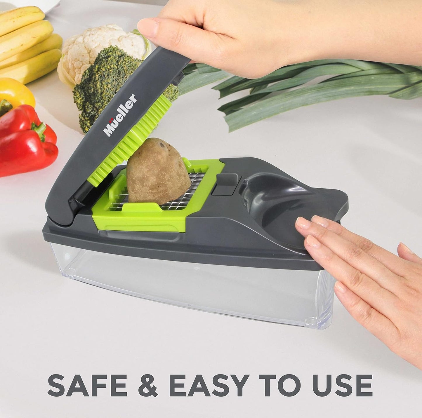 Vegetable Chopper, 30% Heavier Duty Vegetable Slicer, Onion Chopper with Container