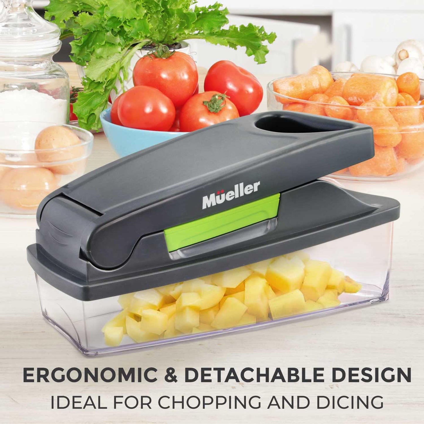 Vegetable Chopper, 30% Heavier Duty Vegetable Slicer, Onion Chopper with Container