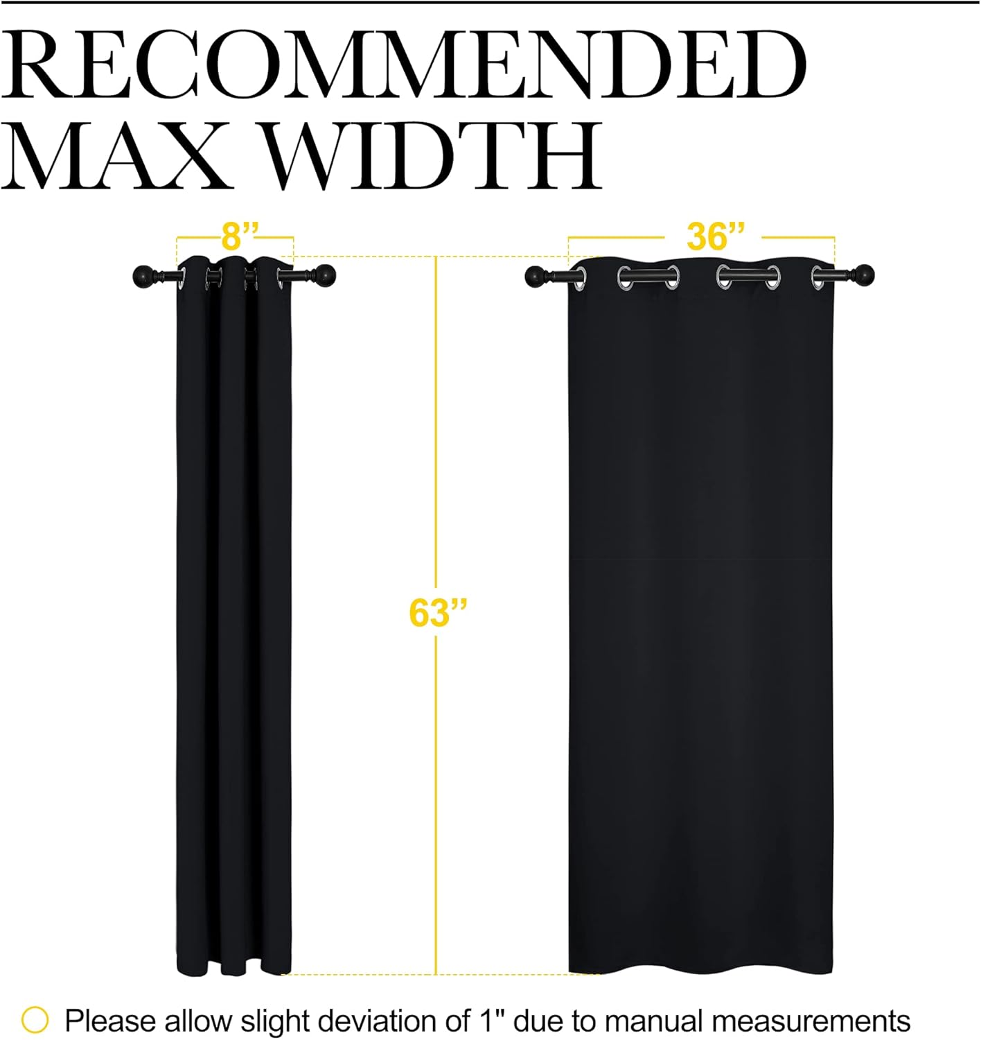 Halloween Pitch Black Solid Thermal Insulated Grommet Blackout Curtains/Drapes for Bedroom Window (2 Panels, 42 inches Wide by 63 inches Long, Black)