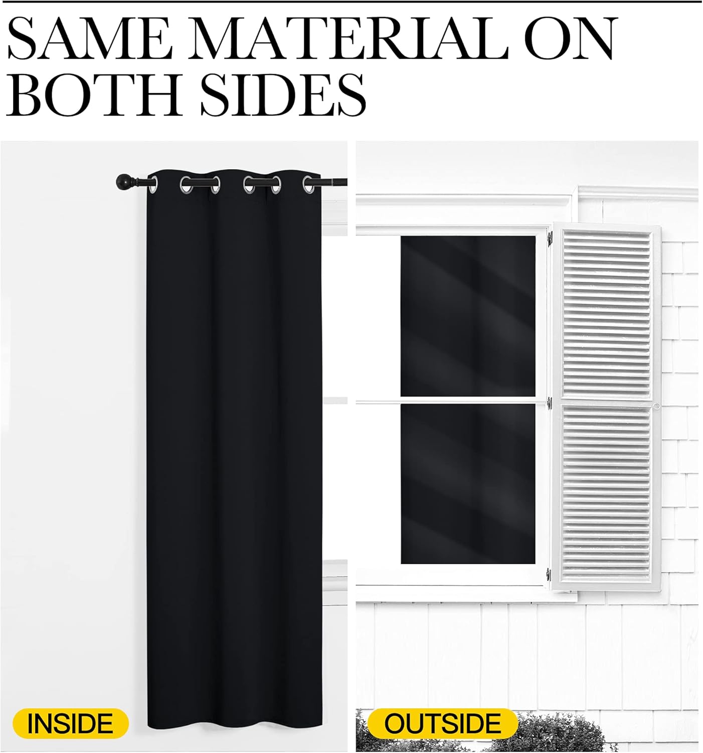 Halloween Pitch Black Solid Thermal Insulated Grommet Blackout Curtains/Drapes for Bedroom Window (2 Panels, 42 inches Wide by 63 inches Long, Black)