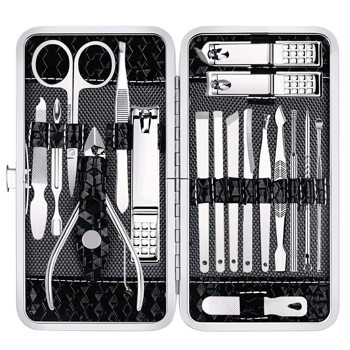 18-Piece Stainless Steel Nail Clippers & Grooming Kit with Travel Case