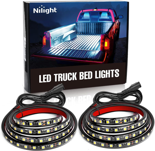 2PCS 60" LED Bed Strip Light Kit – 180 LEDs with Waterproof On/Off Switch, Blade Fuse, 2-Way Splitter & Extension Cable for Cargo