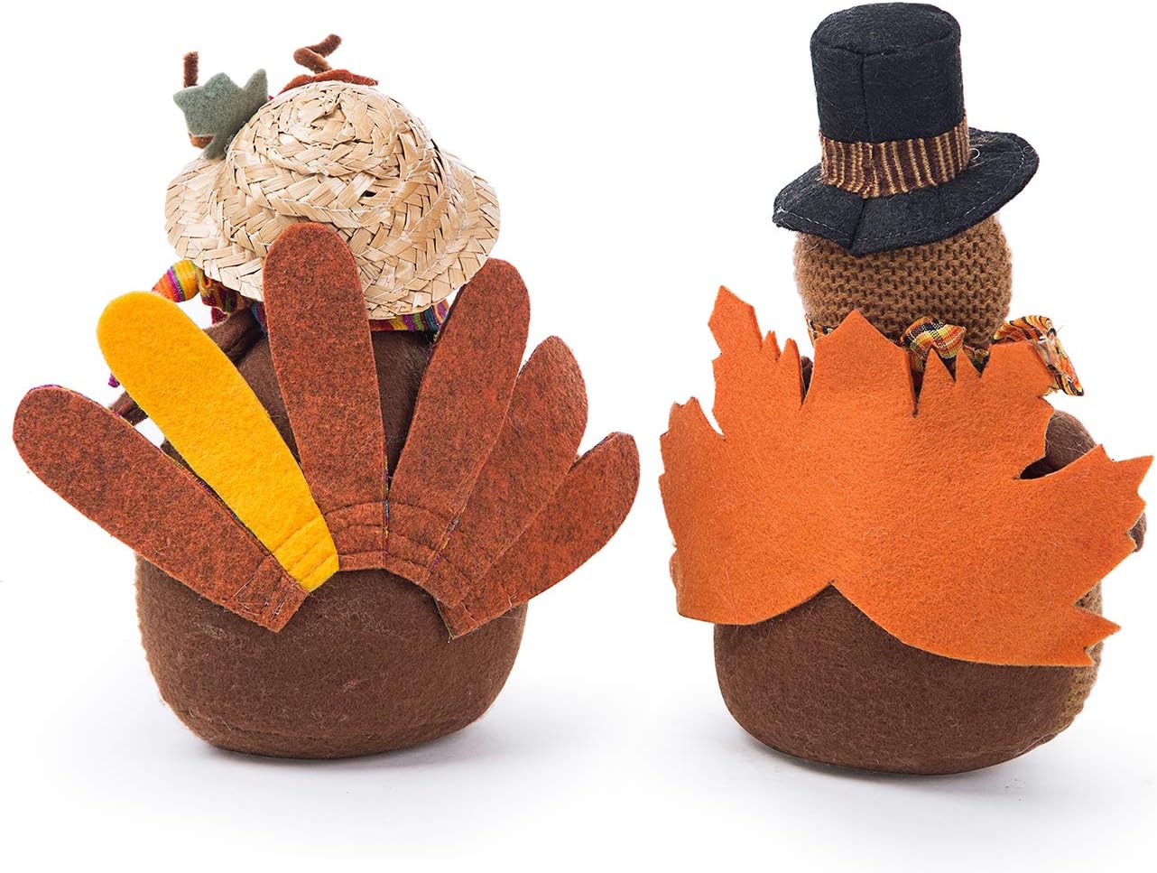 2-Pack Handmade Stuffed Turkey Dolls – Thanksgiving Tabletop Decorations for Fall Home Decor