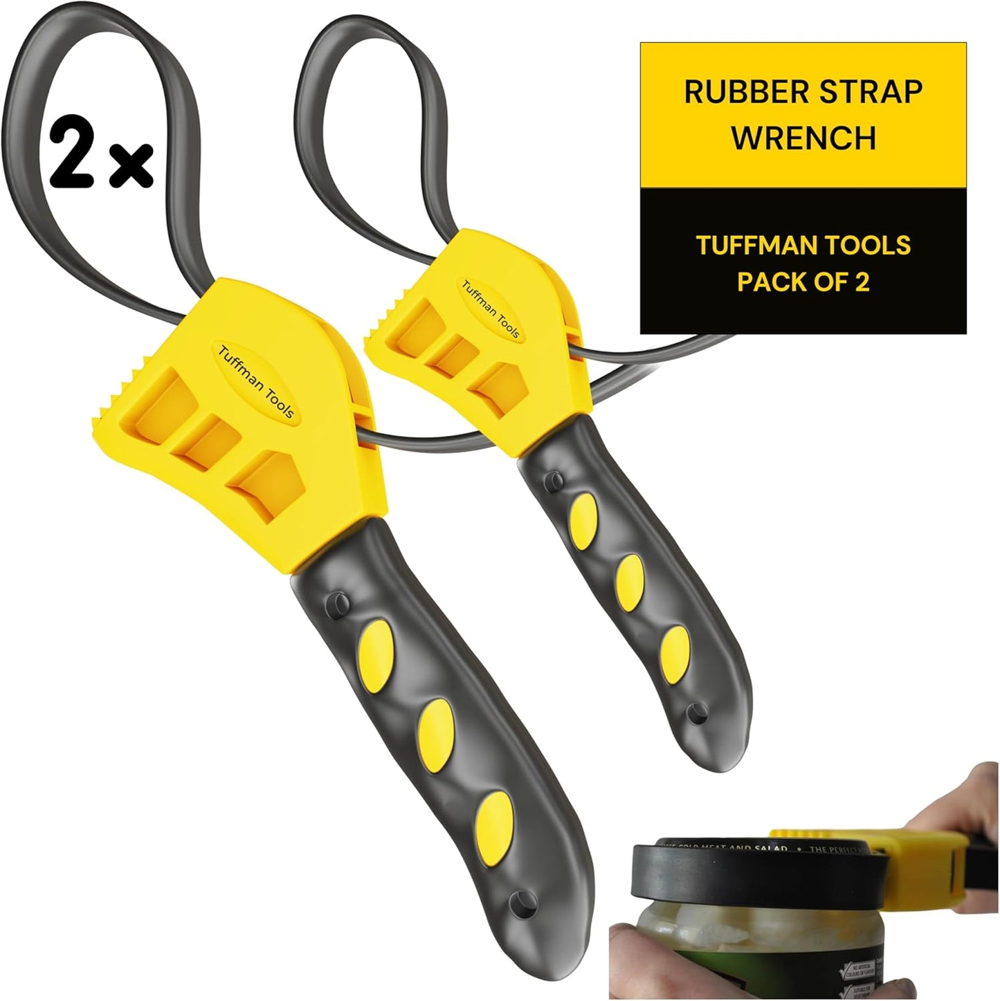 2-Piece Adjustable Oil Filter Wrench Set, Rubber Strap Wrenches for 4-6 Inch Tight Spaces, Ideal for Mechanics & Plumbing